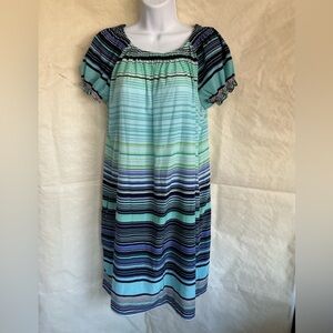 GAP Striped Midi Dress in Aqua, Navy & Mint